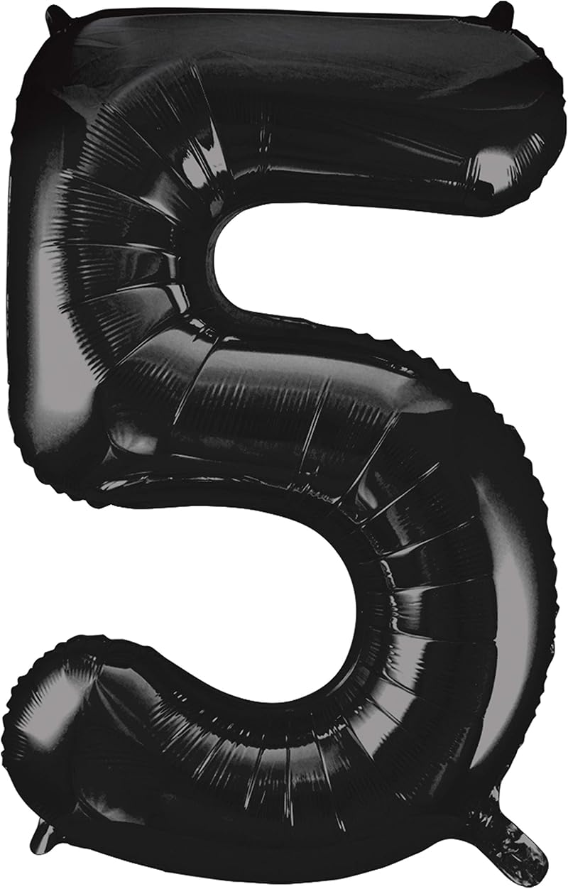 Unique Black Number 5 Shaped Large Foil Balloon 86cm - 1 Piece