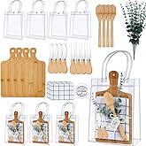 4 Set 36 Pcs Baby Shower Prizes for Game Winners Baby Shower Favors for Guests Gift Bamboo Cheese Board Set with Gift Bags Spoon Knives Forks Plaid Towel Thank You Tags for Party Wedding Bridal Favor