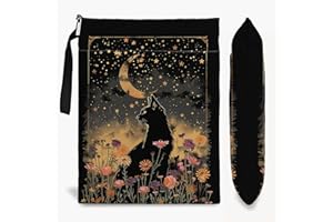 FOURTH WING Cat Book Sleeve,Book Covers for Paperbacks,Book Sleeves with Zipper, Book Pouch Cat Lover Gifts for Women Teacher Daughter Graduation Birthday Gifts (Black Cat and Flower, Large)