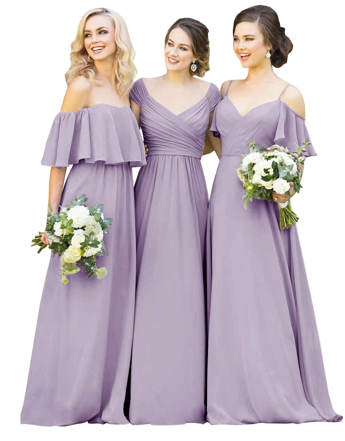 Yilisclothing Women's Off The Shoulder VNeck Aline Long Bridesmaid
