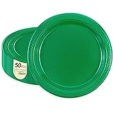 HiEnjoin 50 PCS Green Plastic Plates, 7 Inch Disposable Party Plates Dessert Plates for Picnic Birthday Wedding Christmas Party Supplies (Green, 7 Inch)