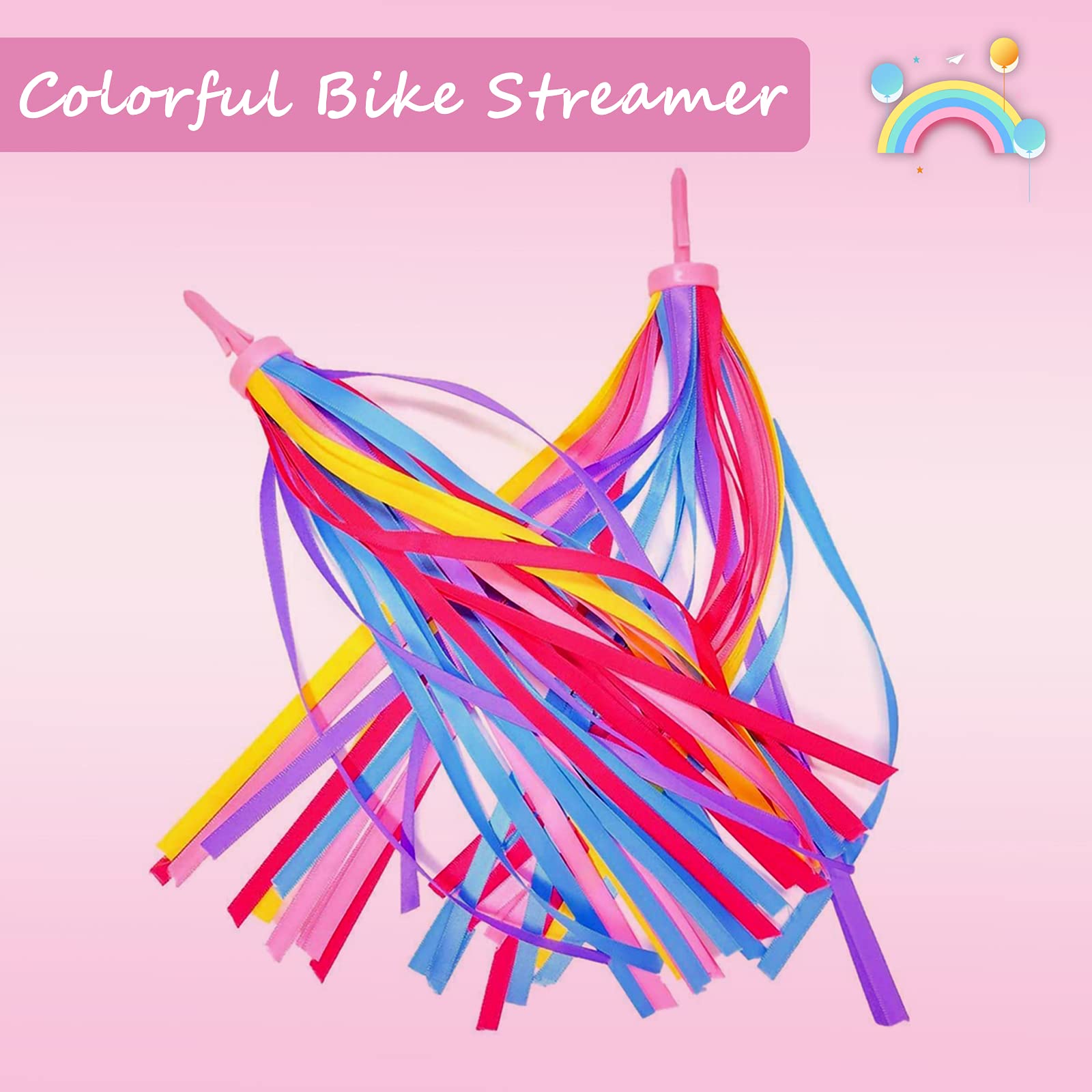 kortes 1 Pack Kids Bike Bell and 2 Pack Kids Bike Streamers for Children's Bike Accessories (Pink, Red,& Blue)