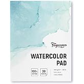 Fingraspuro 9x12 Watercolor Pad, 100% Cotton, Cold Press, 30 Sheets | 140 lb/300 gsm acid-free paper, glue bound, durable for wet media, scraping, and art journaling