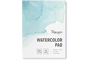 Fingraspuro Watercolor Paper Pad 9x12 Inch, 30 Sheets, 100% Cotton, Acid-Free, Cold Pressed, for Painting, Drawing, Art Journaling, Professional Artist Quality