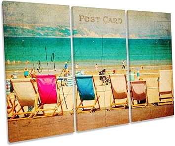 Amazon De Canvas Geeks Vintage Postkarte Urlaub Strand Dreifach