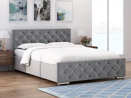 Luxury Florida Upholstered Velvet Chenille Fabric Bed Frame