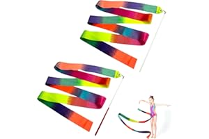 Aphrordity 2 Pcs Rhythmic Ribbon Dancer 78.7 Inch Sparkling Dance Ribbon Twirling Ribbon,for Kids Artistic Dancing Training Circus Carnival Shows