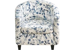 KRFOONN Club Chair Slipcover 2 Piece Stretch Printed Round Barrel Chair Covers Removable Tub Chair Slipcover with Elastic Bottom Chair Coverings Furniture Protector Cover for Living Room, A7