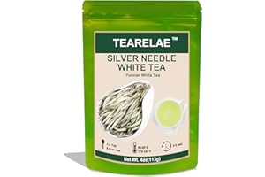TEARELAE - Silver Needle White Tea Loose Leaf - 4oz/113g - Chinese Yunnan Premium Loose White Tea Leaves - Bai Hao Yin Zhen -