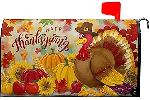 HAROONI Happy Thanksgiving Day Mailbox Cover Magnetic Standard Size 21 x 18 Thanksgiving Turkey Mailbox Cover Fall Harvest Post Letter Box Wrap Decor for Farmhouse Garden Yard Outdoor Decoration