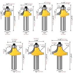 CHCYWJGJ 1/2 Shank 7pcs Corner Rounding Bit