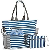 Wodsfay Waterproof Foldable Tote Bag for Travel – Large Carry-On with Zipper Pocket for Beach, Gym, Airplane & Weekend Trips