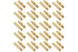 LINSYRC 20Pairs Gold-Plated 3.0MM 3MM Banana Plug Bullet Male Female Connector Adapter for RC Lipo Battery ESC Motors