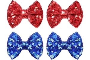 HELYKAKA 4th of July Hair Accessories: Sequin Alligator Clips, Glitter Bows, Barrettes for Girls, Teens Gift