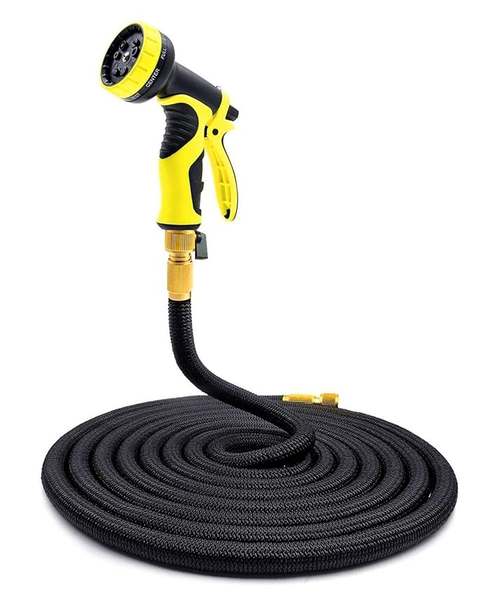 IDESION Flexible Gartenschlauch dehnbarer Wasserschlauch 9 stufig Multifunktionsdüse Bewässerungschlauch (100ft)