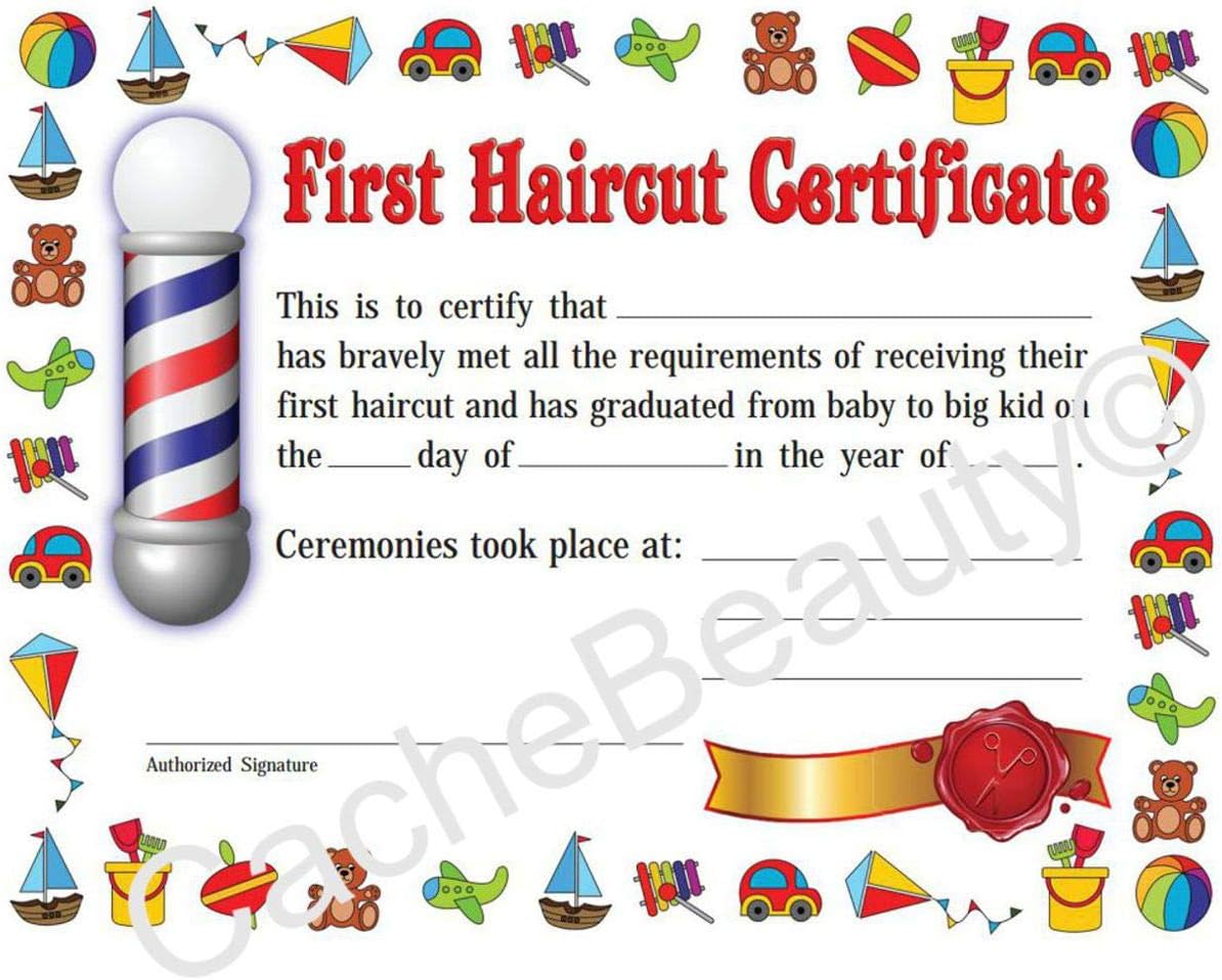 36 count new style Kids First Haircut Certificates