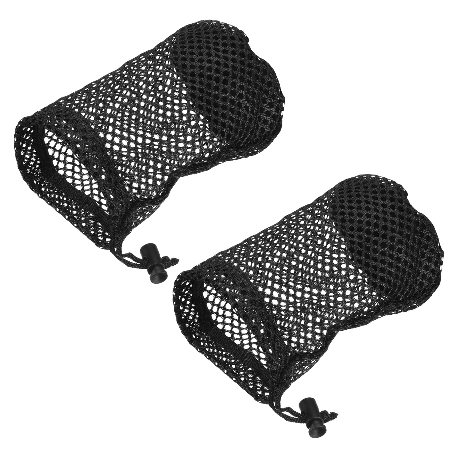 M METERXITY 2 Pack Golf Ball Bag - Multi-purpose Storage 12-16 Balls Durable Drawstring Bags, with Cord Lock, Apply to Golf Sport (Black)