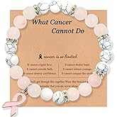 SCRDPRAD Breast Cancer Bracelets Natural Stone What Cancer Cannot Do Inspirational Bracelet for Women Pink Ribbon Cancer Awareness Handmade Beaded Encouragement Gift With Message Card