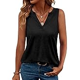 TICTICMIMI Women's V Neck Tank Tops Summer Casual Sleeveless Shirts