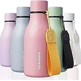 BJPKPK Insulated Water Bottles, 12oz Stainless Steel Metal Water Bottle with Strap, BPA Free Leak Proof Jugs, Mugs, Flasks, Reusable Thermal Flasks for Sports & Travel, Light Pink