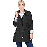 Outdoor Ventures Women's Lightweight Raincoat Waterproof Outdoor Windbreaker with Detachable Hood Trench Rain Jacket