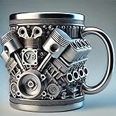FirFiltr V8 Engines Stainless Steel Cup,Personalized Coffee Mug with Insulated Handle,Perfect for Car Lovers Gifts,Mechanics, Birthday, Christmas,Living room decoration as a work of art