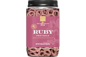 Squirrel Brand Ruby Cacao Pretzel Twists, 20oz Resealable Jar, Sweet & Salty Crunchy Snack, Gourmet Ruby Couverture Pretzel Treats, Premium Gift Idea, Holiday & Party Snack, Indulgent Artisan Ruby Treats