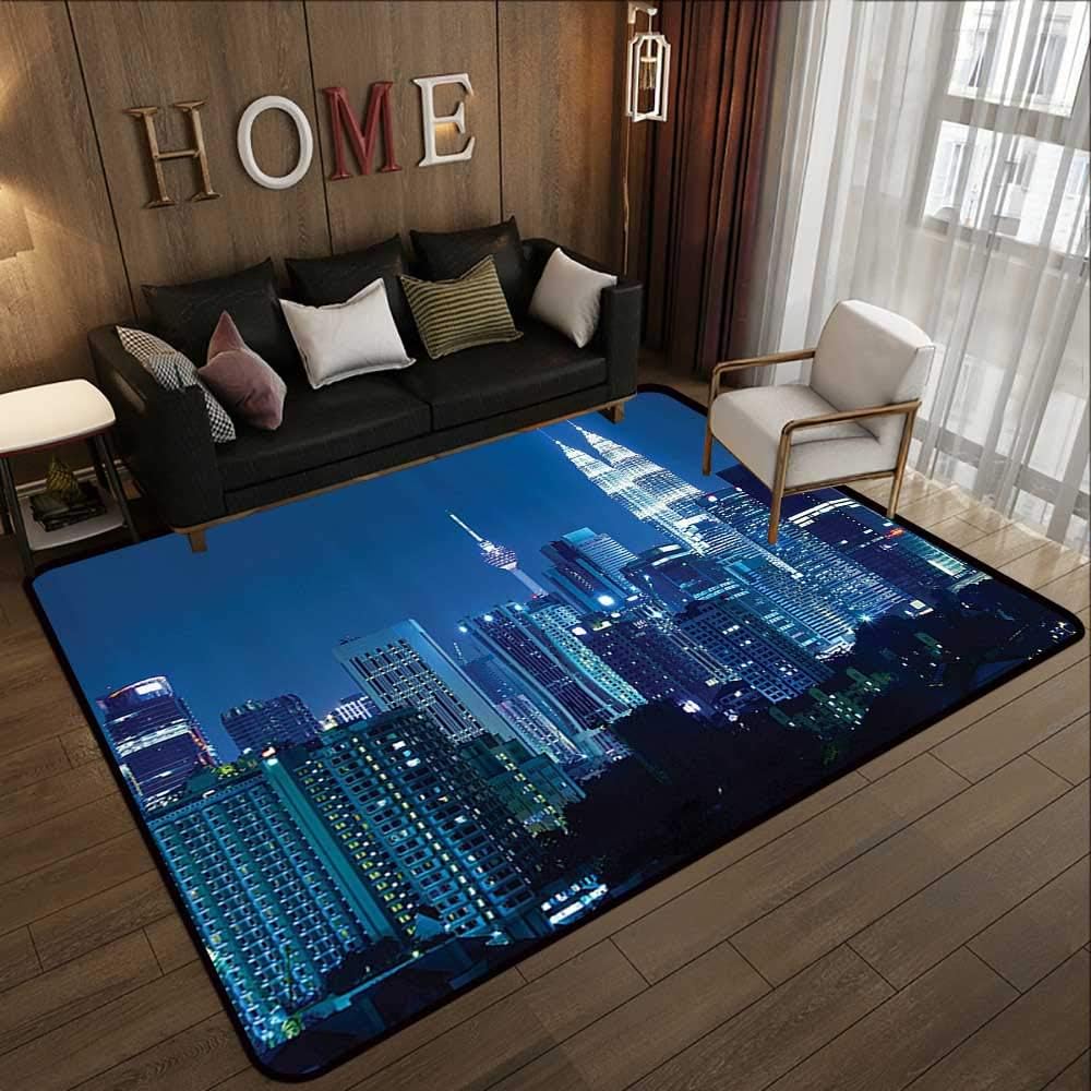 Amazon Com Indoor Outdoor Rugs Fabric Kuala Lumpur Skyline At