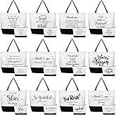 Cunno 24 Pcs Thank You Gifts Bag Bulk for Women Canvas Tote Bag for Team Coworker Staff Social Worker Nurse Teacher Volunteer(Classic Thank You)