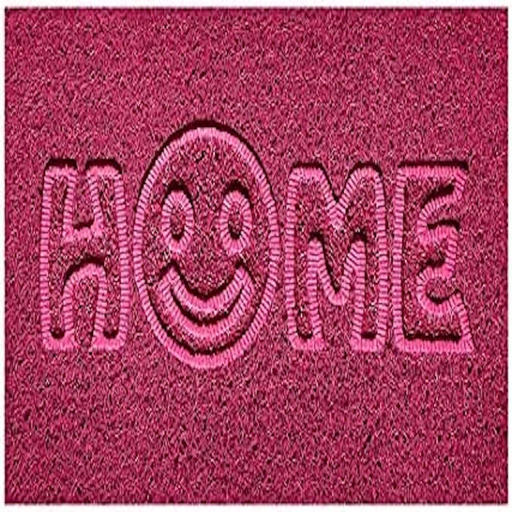 Nicoman Embossed Spaghetti Door Mat Dirt-Trapper Jet-Washable Doormat 70x43cm (Pink, HOME SMILEY FACE Shape) - Use Indoor or Sheltered Outdoor