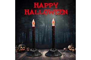 LNGUISTIC 2 Pack Electric Candle Lamps Plug in, Black Halloween Flameless Candles With C18 Flickering Flame Bulbs for Window Home Table Party Decoration