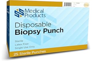 SkinStitch Sterile Disposable Standard Biopsy Punch, Medical Grade Round Seamless Stainless-Steel Blades with Safety Cap, Latex Free (2.0 mm) - 25 Count
