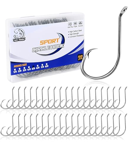 Amazon.com: GRFIT Fishing Hooks 200 pcs Black Offset Sport Circle Bait Fishing  Hook Fish Hooks (Size : 4#) : Sports & Outdoors