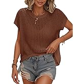 Bellcoco Womens Summer Crochet Tops Hollow Out Cap Sleeve Cover Up Tank Top Pullover Sweater Vest Beach Vacation Clothes