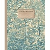 Composition Notebook: Vintage Forest Illustration, Blue Botanical - College Ruled, 120 Pages, 7.5 x 9.25