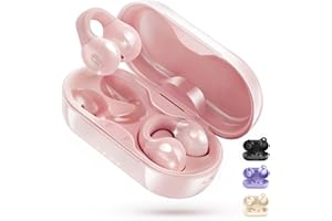 King Lucky i21 Open Ear Clip On Earbuds Wireless Bluetooth Ear Clip Headphones with Mic,Noise Cancelling, Waterproof IPX4,for Small Ears,Perfect for Running,Sports,Glasses Wearers (Pink)