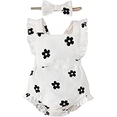Fullfamous Baby Girl Ruffled Jumpsuit and Headband Set