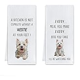 Cilrii West Highland Terrier Gifts Kitchen Towels, Westie Gifts for Women Men Dish Tea Towels, Funny Westie Dog Decorative Hand Towel for Kitchen, 16x24 Inch Set of 2