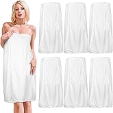 Tigeen 6 Pcs Bath Wraps for Women Waffle Spa Robe Adjustable Closure Elastic Top Lightweight Towel Dress (White)