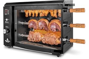 Brazilian Flame Churrasco® Gas Rotisserie Grill Roaster with Auto Rotating Skewers for Rotisserie Chicken, Brazilian Style BBQ and Churrasco, Modern Portable Smoke-Free Propane Grill