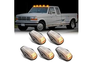 SHINEFIT LED Cab Roof Running Light Compatible with 1984-1997 F150 F250 F350 F Series Pickup Super Duty Trucks, 5PCS Front Amber Top Roof Clearance Marker Light Assembly
