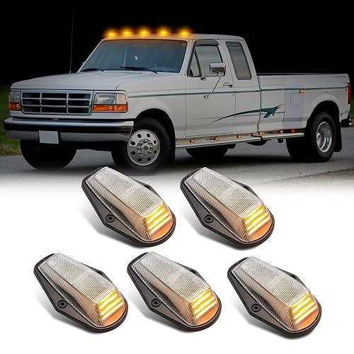 5PCS LED Cab Roof Marker Lights - Amber Front Roof Lamps For Kenworth T680 T880 Trucks, 12V Waterproof