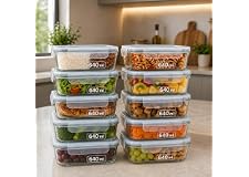 Kit 10 Potes Vidro Borossilicato 640ml Marmita Tampa Hermética Resistente | Freezer e Micro-ondas, Vedação Sem Vazamentos, Ideal para Marmitas, Resistente a Temperatura, Organização de Cozinha