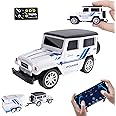 Dingdongwu Mini RC Car with APP Control, 1:64 Scale Off-Road Vehicle & Trailer Toy, 2.4GHz Wireless Remote Control, LED Lights, Alloy Case, MultiControl Modes, Speed/Steering Adjustable (White)