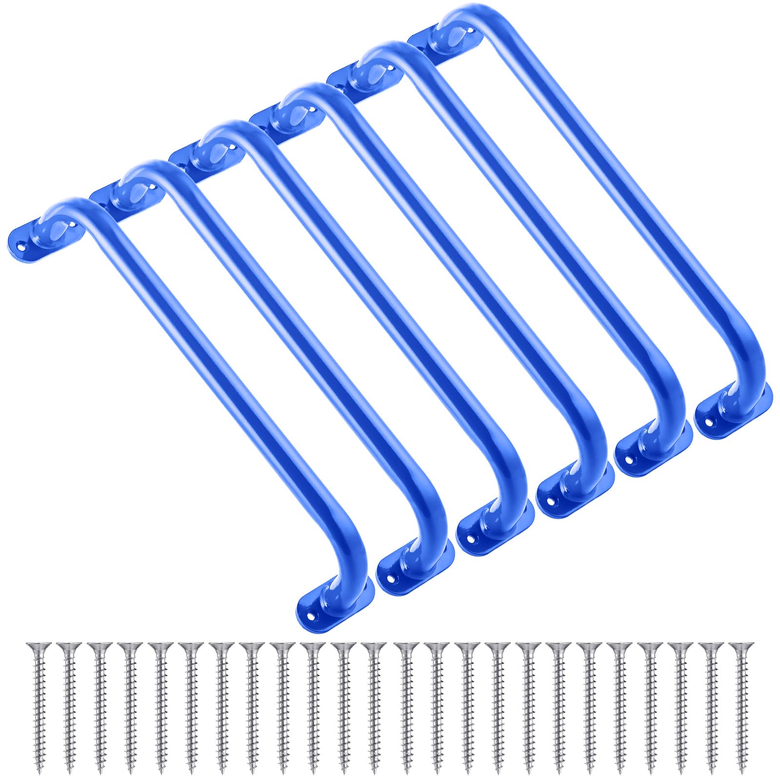 Photo 1 of Zonon 6 Pcs Safety Playground Handles Swing Set Metal Safety Handles Outdoor Swing Set Accessories Grab Playset Handles Grips Climbing Frame for Play House Jungle(Blue, 17 Inch)