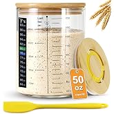 Sourdough Starter Jar, 50 oz Large Sourdough Jar with Timer Lid | Borosilicate Glass, Wide Mouth, with Scraper, Thermometer B