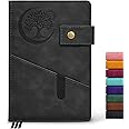 PAIBAS Blank Journal Notebook, A5 Hardcover Leather Sketchbook with 200 Pages Thick Blank Paper for Men Women, Unlined Drawing & Writing Journal, 5.9" x 8.4" Plain Notebook (black)