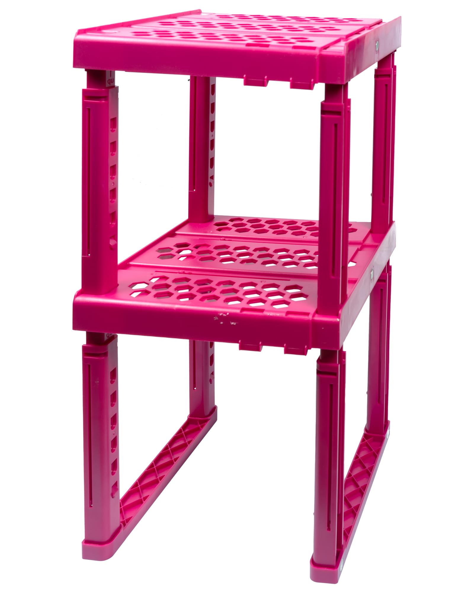 Photo 1 of Locker Organizer Shelf? Adjustable Width and Height, Ideal Locker for School, Office, and Gym Lockers (Magenta 2 Pack)