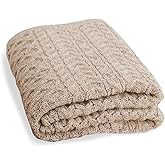 Aran Woollen Mills Irish Wool Blanket, 100% Worsted Wool, Traditional Cable Knit Design, Durable & Ethically Made in Ireland, Bertra, Skiddaw, 36x60 Inches