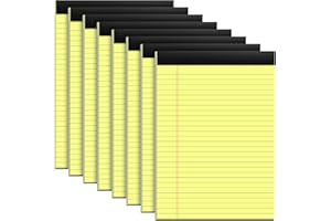 PINJINGPRO 8 Pack Yellow Legal Pads 8.5x11 Yellow Notepads 30 Sheets Perforated Yellow Paper Pads Wide Ruled Yellow Note pad 70GSM Premium Thick Paper Double-Sided Printing Writing Tablets for Students, Office